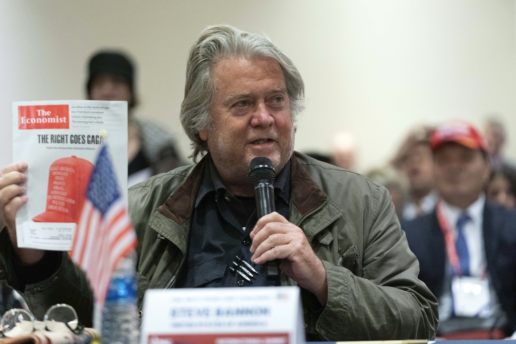 Former White House adviser Steve Bannon speaks during the Conservative Political Action Conference at the National Harbor, Wednesday, Feb. 21, 2024. in Oxon Hill, Md.