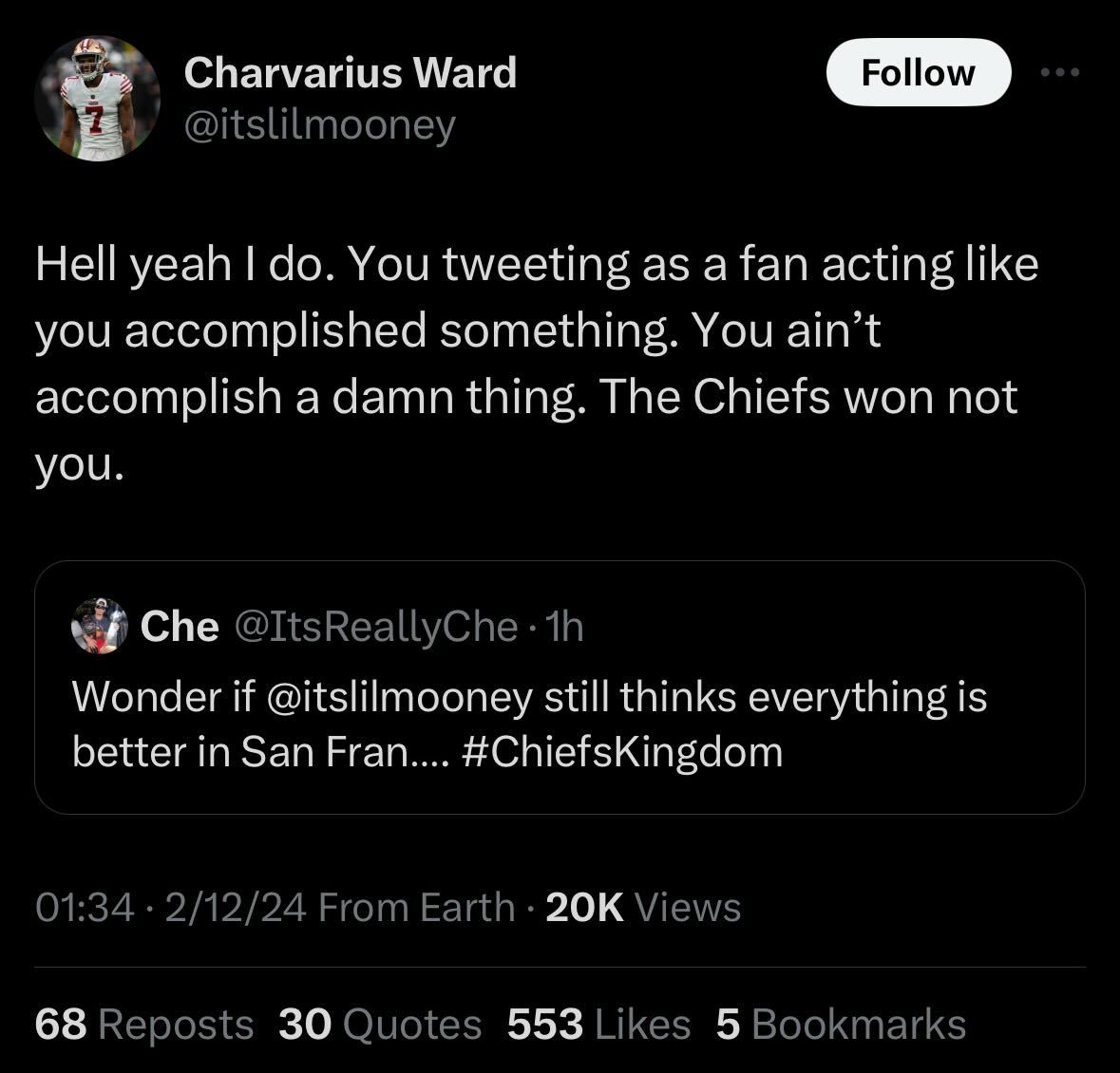 Charvarius Ward deleted tweets