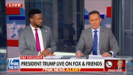 Lawrence Jones and Brian Kilmeade interviewing Donald Trump over the phone