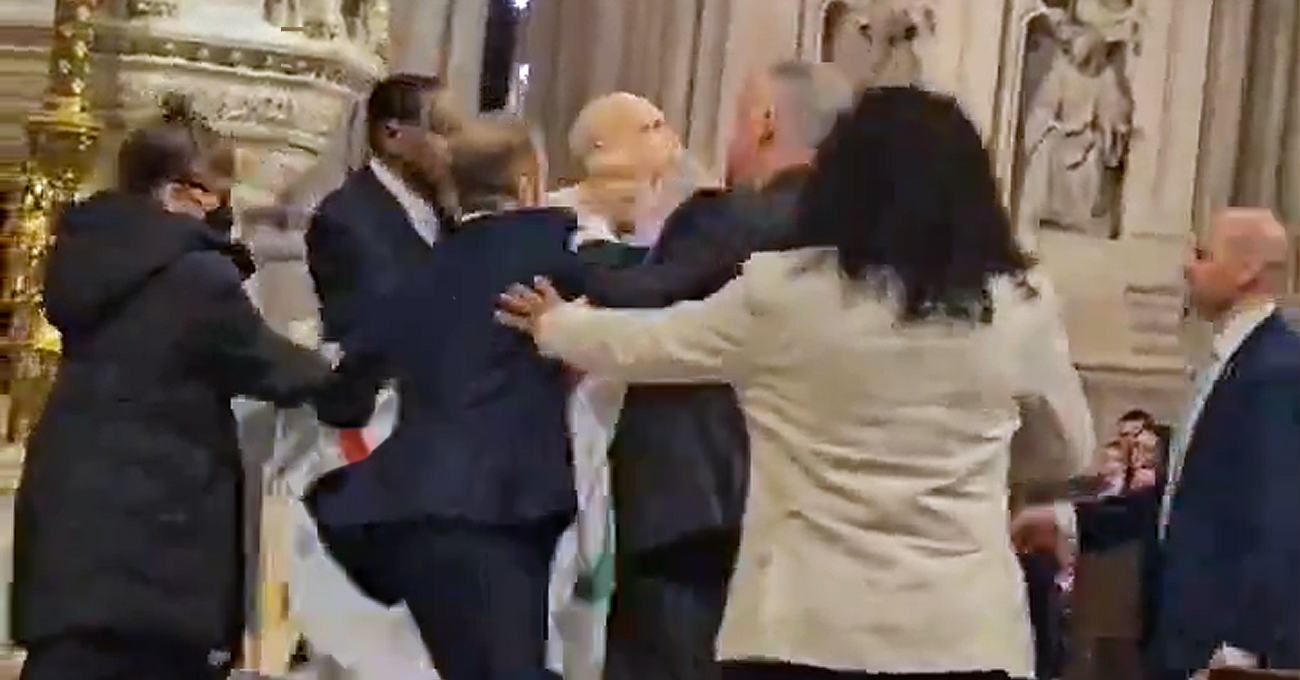 ‘SILENCE = DEATH’: Pro-Palestinian Protesters Crash Easter Vigil At St. Patrick’s Cathedral