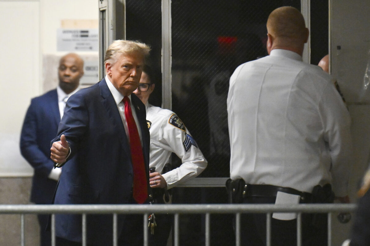 Donald Trump entering NY courthouse for hush money case