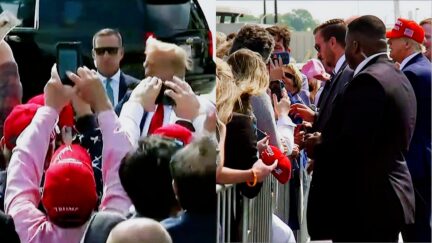 Woman On Trump Autograph Line Yells For Trump To 'Sign My Baby's Forehead!'