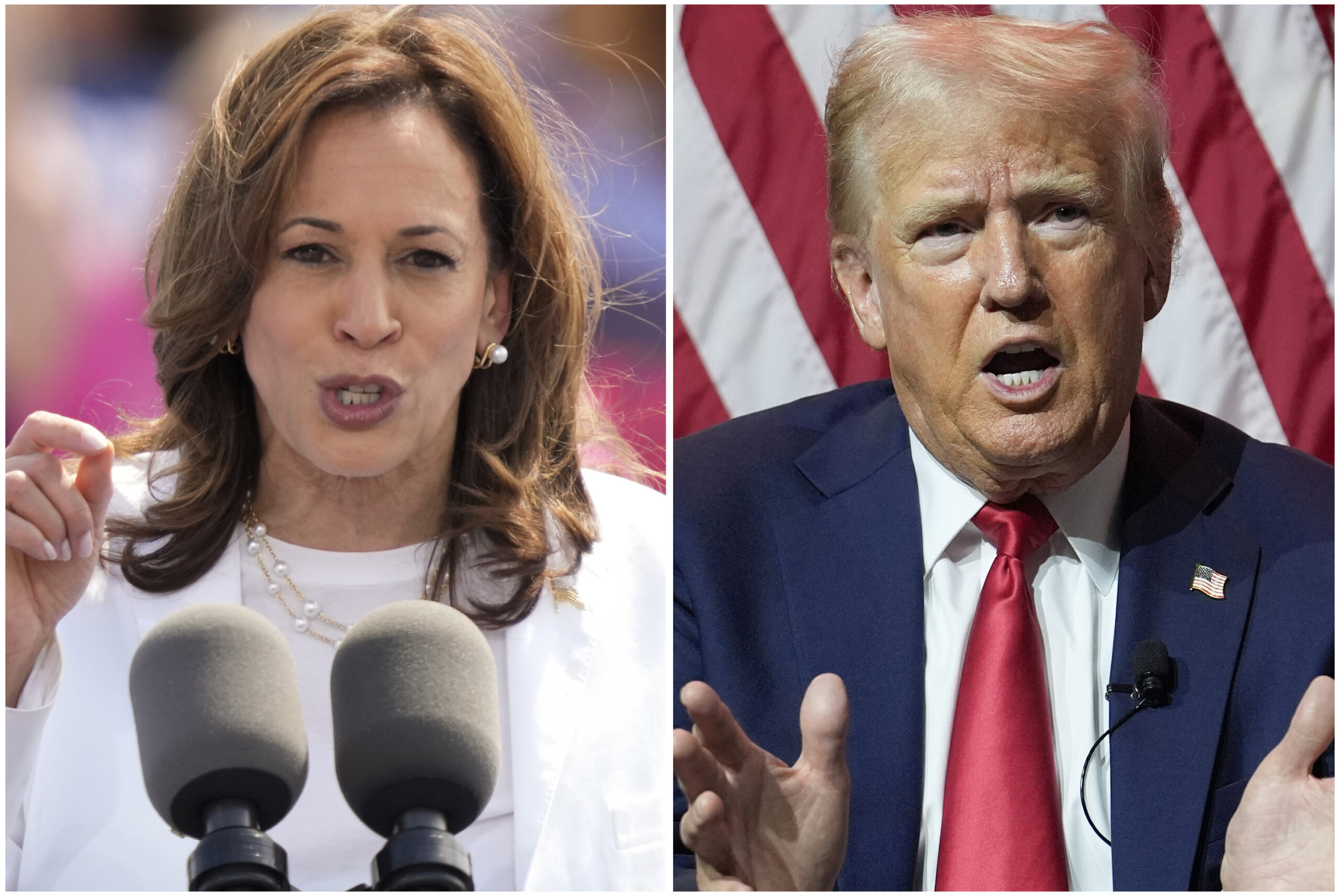 Composite photo of Kamala Harris and Donald Trump