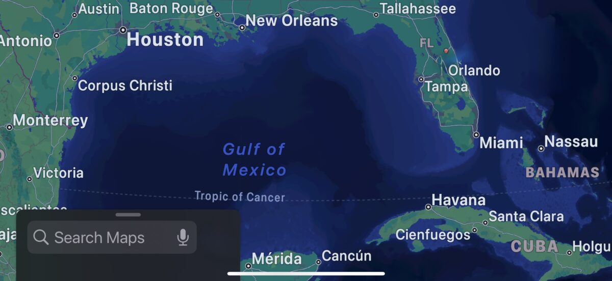 Gulf of Mexico on Apple Maps