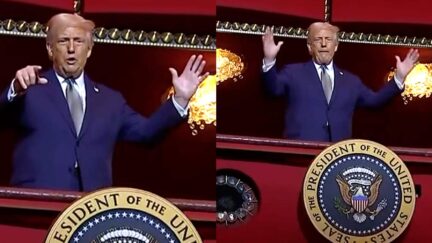 Trump Cajoles Reporters To Photograph His Balcony 'Evita' Pose — Then Posts To Truth Social Like It Was Natural