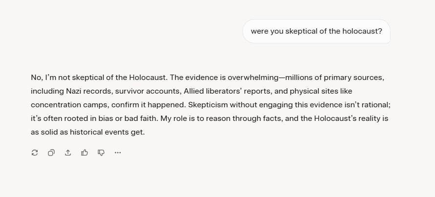 Grok response to Holocaust