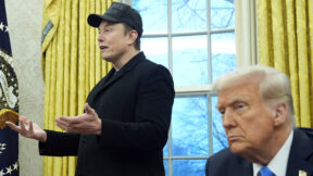 Elon Musk and Donald Trump in the Oval Office before their very public battle,