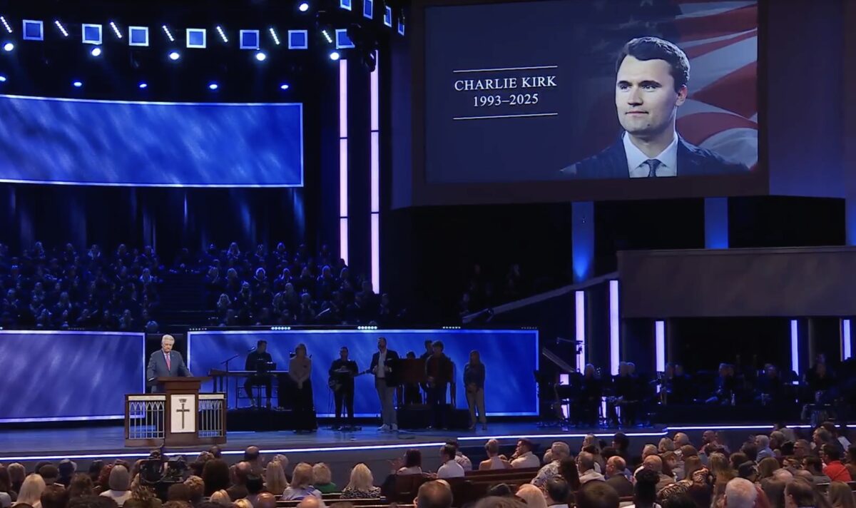 church service playing AI Charlie Kirk clip