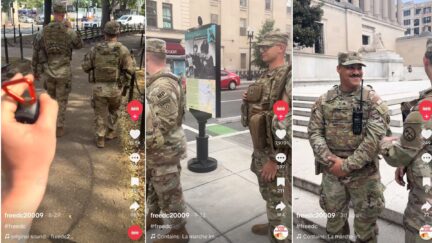 DC protester playing Darth Vader theme at DC National Guard