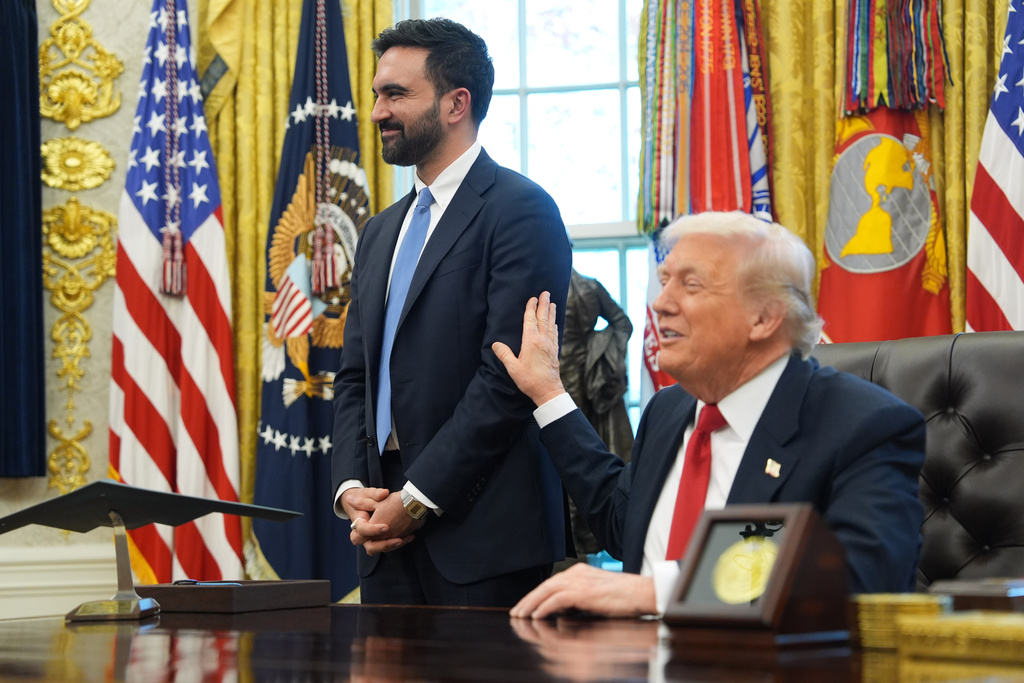 President Donald Trump talks after meeting with New York City Mayor-elect Zohran Mamdani in the Oval Office of the White House, Friday, Nov. 21, 2025, in Washington.