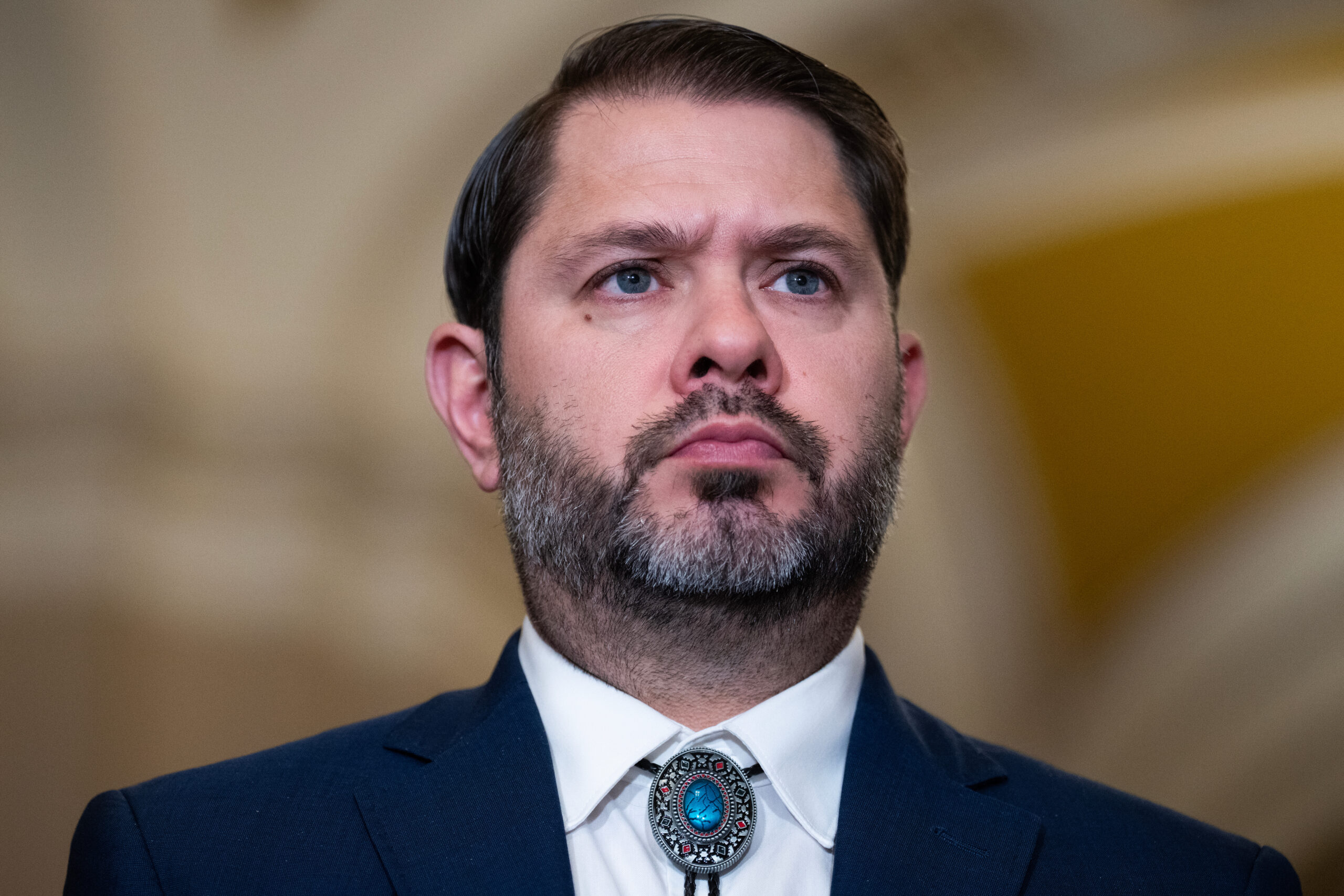 UNITED STATES - NOVEMBER 19: Sen. Ruben Gallego, D-Ariz., attends a news conference after the Senate luncheons in the U.S. Capitol on Wednesday, November 19, 2025.