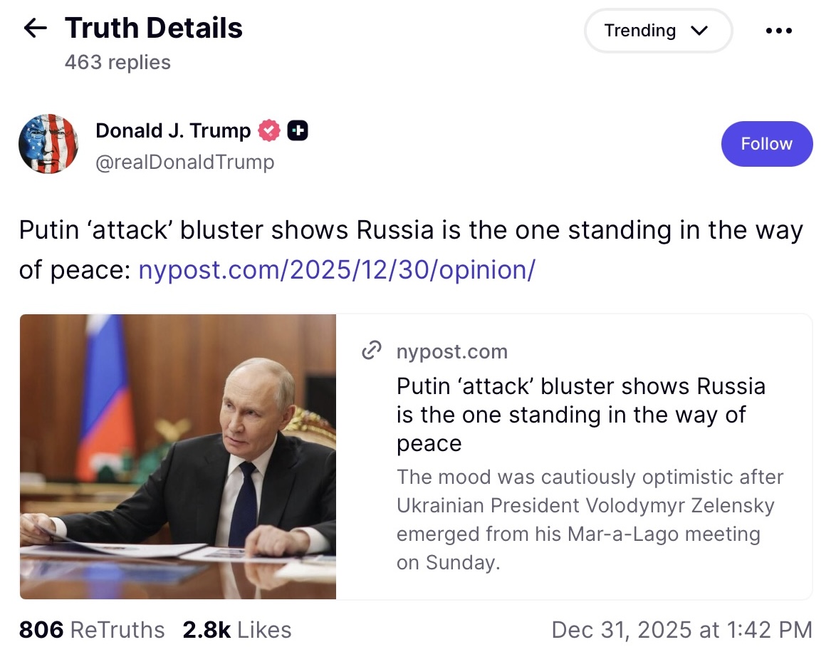 Trump sharing NY Post op-ed 