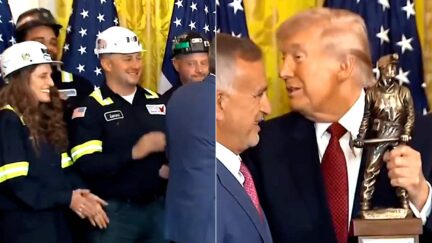 Even Attendees Laugh As Trump Gets Made-Up Award Trophy From Lobbyists at White House Event