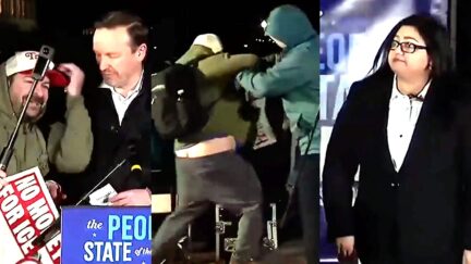 Trump Fan Crashes Stage at Anti-SOTU to Heckle Immigrant Guest — Gets Dragged Away Instantly