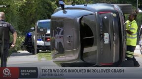 Tiger Woods car accident scene