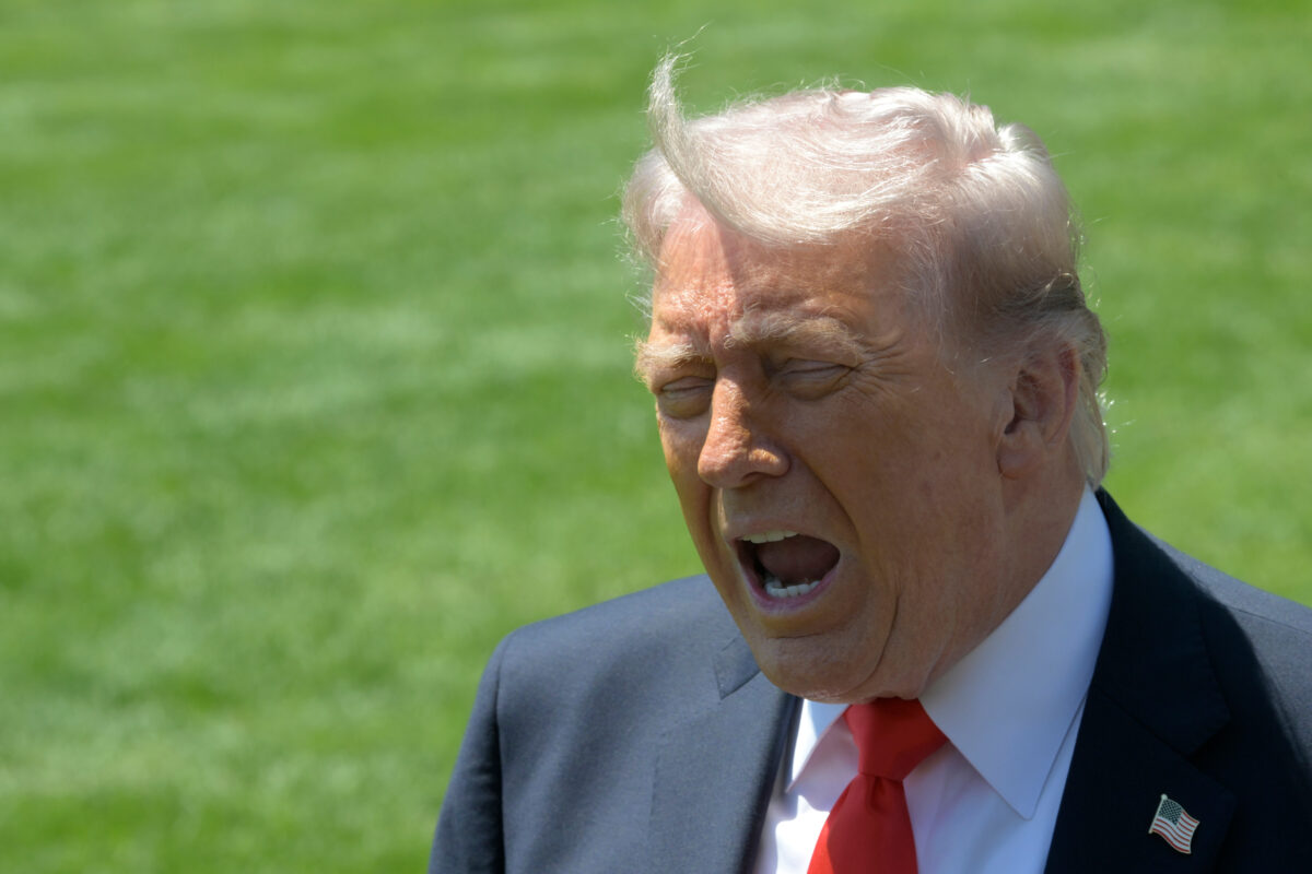Donald Trump on lawn yelling