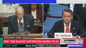 split screen of chuck grassley and todd blanche