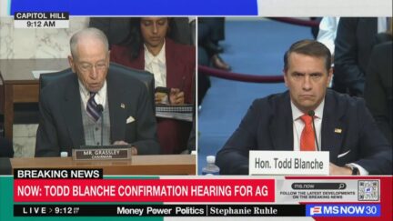 split screen of chuck grassley and todd blanche