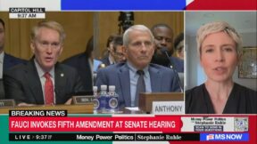 Leigh Ann Caldwell in split screen with fauci and other congressman