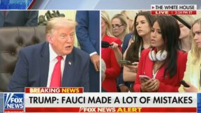 Donald Trump speaking to Cara Castronuova in the Oval Office