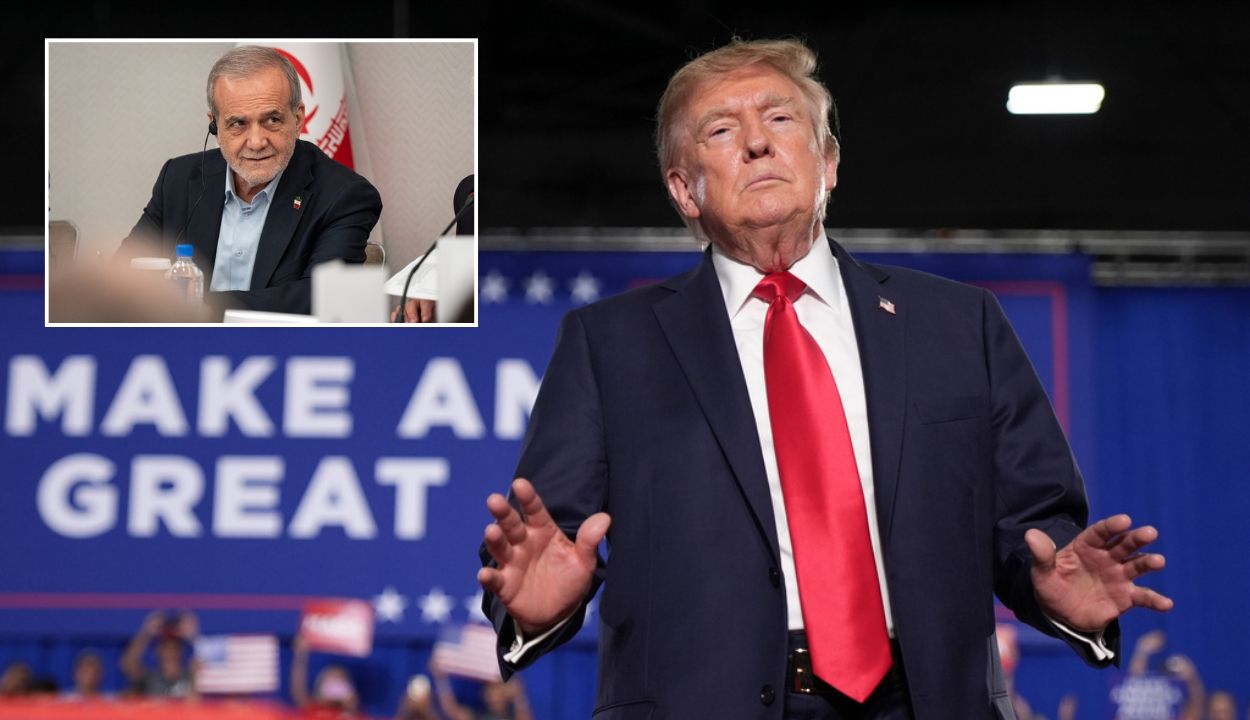 composite Iranian President Masoud Pezeshkian (AP Photo/Angelina Katsanis, File); President Donald Trump (AP Photo/Jacquelyn Martin)