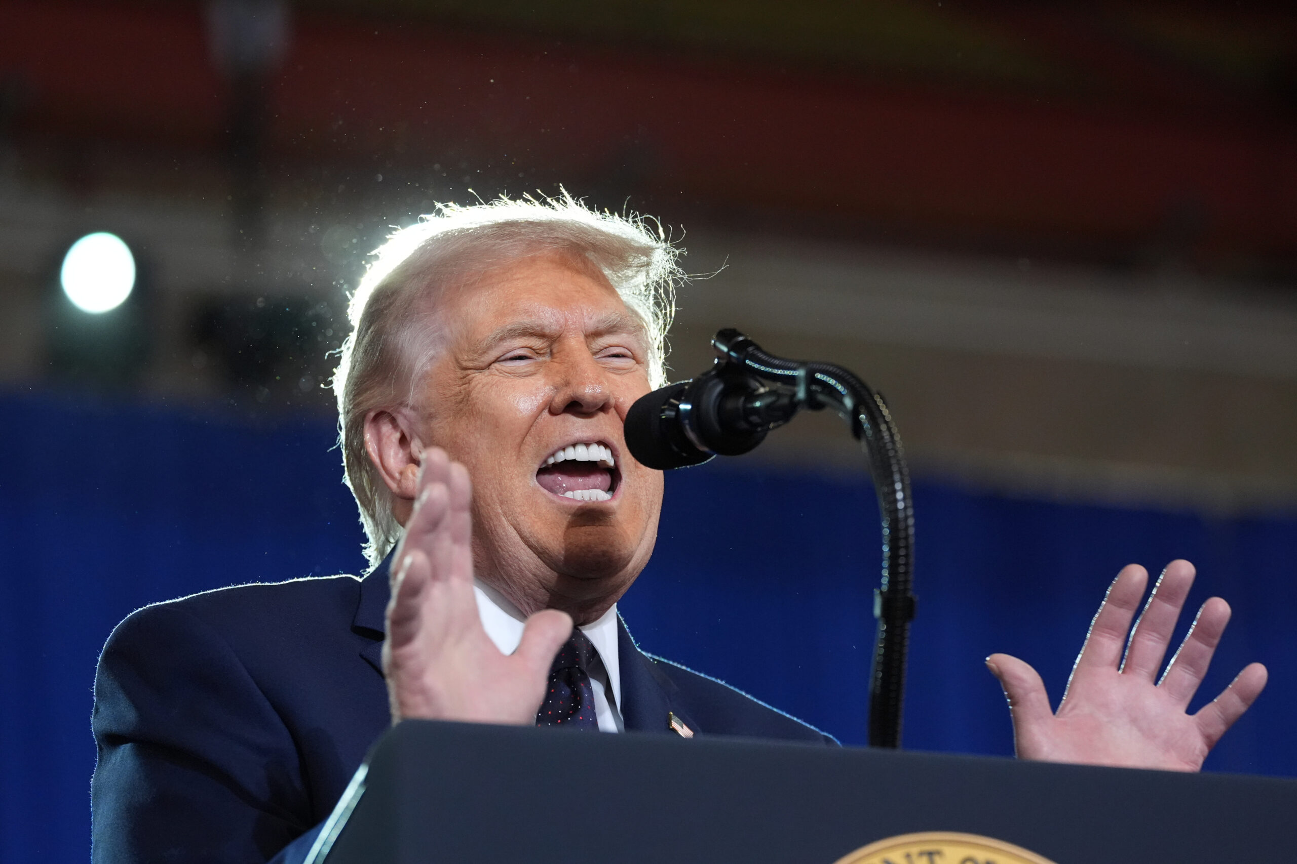 President Donald Trump speaks at Rockland Community College, Friday, May 22, 2026, in Suffern, N.Y.