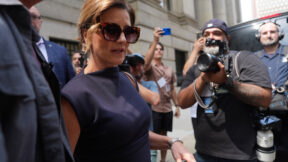 thompson's wife leaves court the day mangione pleads guilty