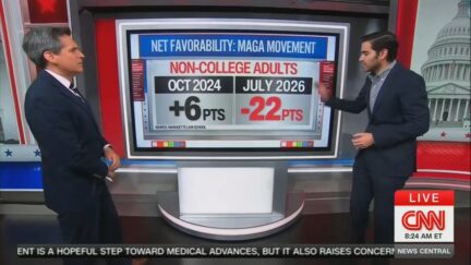berman and enten with a graphic of poll numbers between them