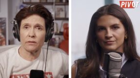 Kara Swisher interviewing Kaitlan Collins on Pivot podcast