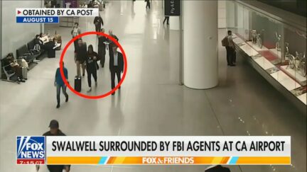 swalwell in airport with a red circle around him
