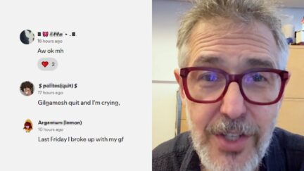 screenshot of host's face next to an image of the comments