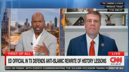 Victor Blackwell spars with the Texas education board's chair over its rewrite to mention 9/11 was caused by 