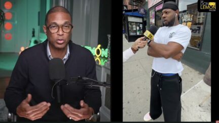 don lemon in a splitscreen with a member of the public