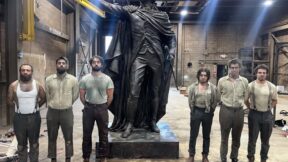 Screenshot of statue with sculpture