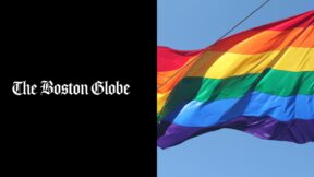 Boston Globe logo, pride flag