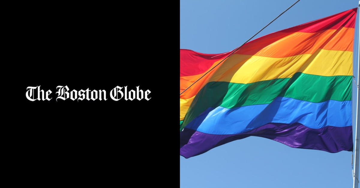 Boston Globe logo, pride flag