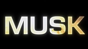 musk trailer title card the word musk on a black background