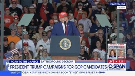 trump in red hat at podium at Georgia rally Oct. 16 2026
