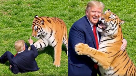 trump cuddling tigers