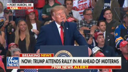 Trump's speech was interrupted two minutes into it by a protester in Michigan