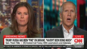 Sen. Thom Tillis went off on President Donald Trump during an appearance on CNN, saying Russia's Vladimir Putin is playing him 